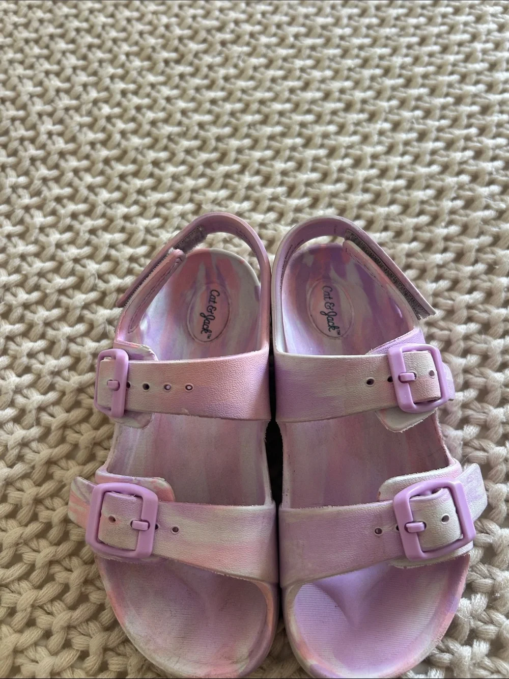 Cat & Jack Lilac and pink tie dye print Buckle Sandals